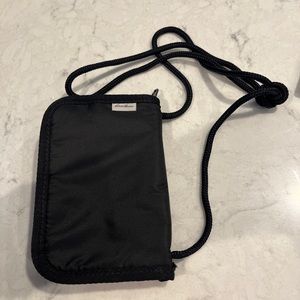 Eddie Bauer nylon crossbody travel wallet in black